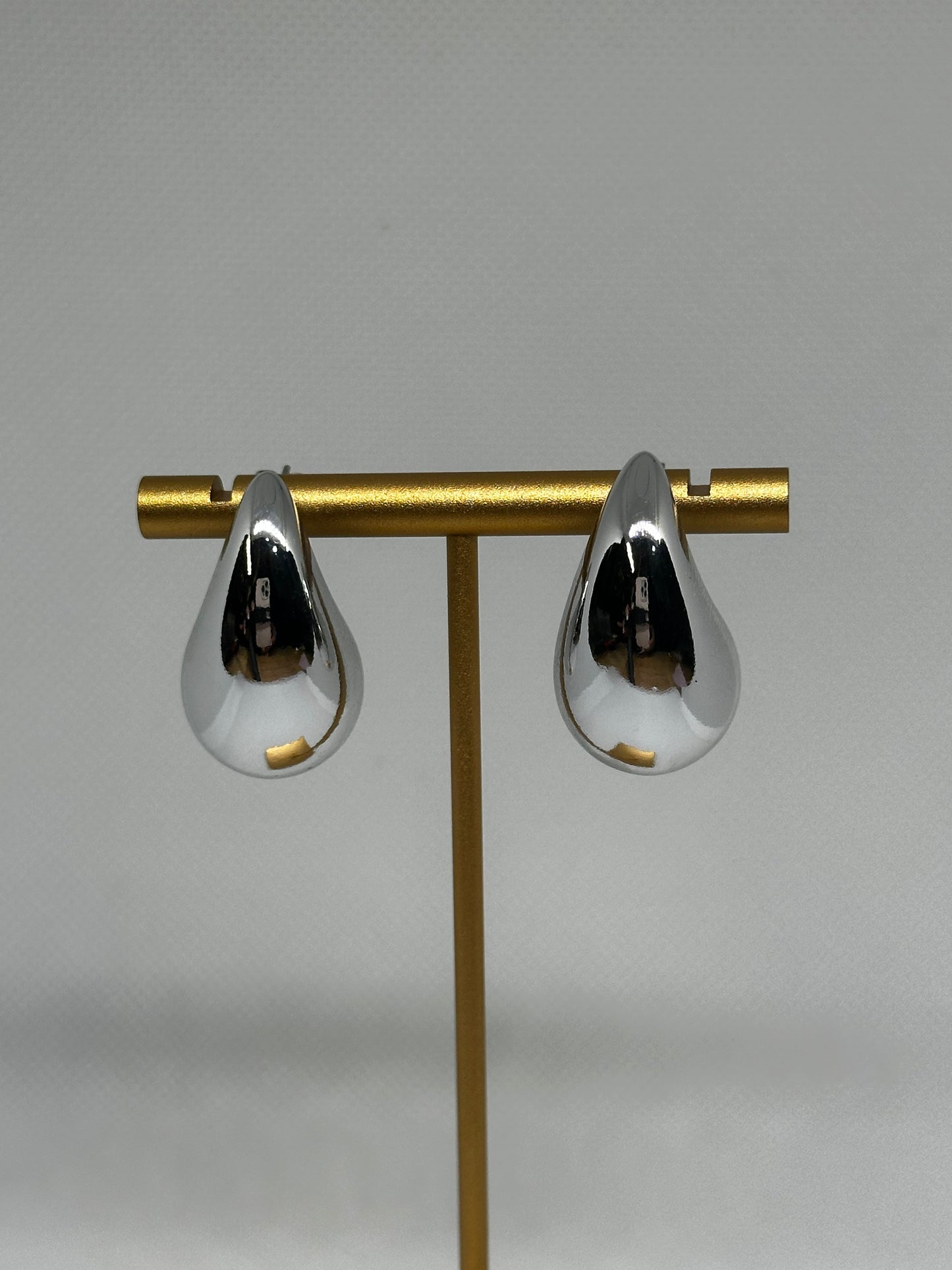 Silver Large Droplet Earrings